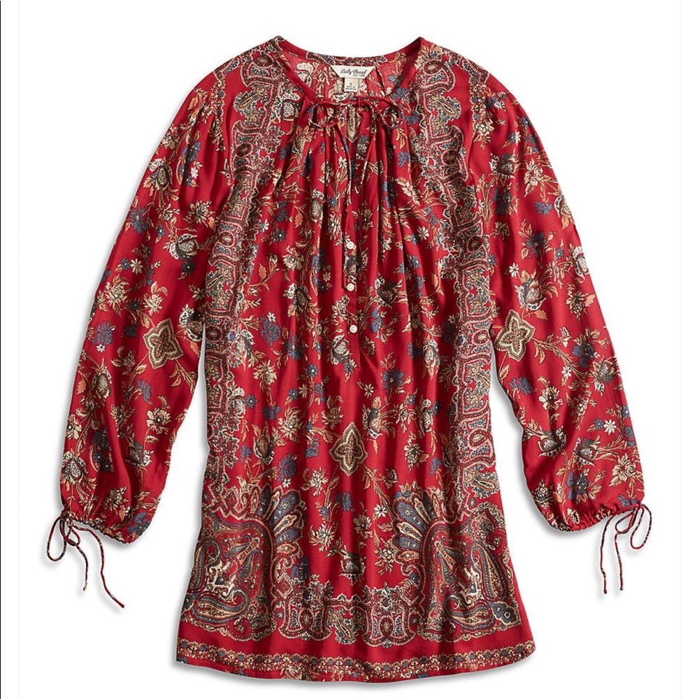 Lucky Brand Rust Floral Paisley Top M